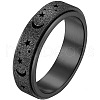 201 Stainless Steel Moon and Star Rotatable Finger Ring MOST-PW0001-005G-02-1