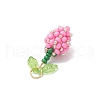 Glass Seed Beaded Flower Bud Pendants PALLOY-MZ00759-05-4