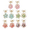 Flower Handmade Glass Seed Beads Dangle Stud Earrings EJEW-MZ00471-2