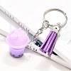3Pcs Faux Suede Tassel & Imitation Bubble Tea/Boba Milk Tea Resin Keychain KEYC-JKC01203-7