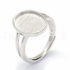Adjustable Rhodium Plated 925 Sterling Silver Finger Ring Components STER-E061-12P-5