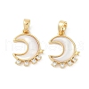 Natural White Shell Moon Pendants KK-U043-23G-02-1