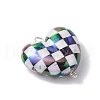 UV Plating Opaque Acrylic Iridescent Plaid Heart Connector Charms PALLOY-JF03448-01-4