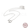 Rhodium Plated 925 Sterling Silver Rabbit with Heart Pendant Necklace with Clear Cubic Zirconia for Women NJEW-E034-02P-5