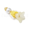 Glass Seed Beaded Flower Figurine Pendants PALLOY-MZ00686-01-3