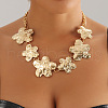 Alloy Big Small Textured Flower Link Chain Necklaces for Women FS-WG4F9B9-01-1