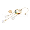 Chakra Natural & Synthetic Gemstone Beaded Wrapped Brass Moon Hanging Suncatchers HJEW-TA00287-3