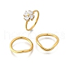 3Pcs 304 Stainless Steel Micro Pave Cubic Zirconia Ring Sets RJEW-S625-01G-7