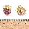 Brass Cubic Zirconia Strawberry Stud Earrings EJEW-L301-01G-5