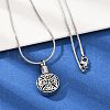304 Stainless Steel Black Enamel Flat Round Pendant Pet Urn Ashes Necklaces NJEW-S455-09P-2