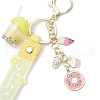 Alloy Enamel Pendants & Milk Tea Resin with Acrylic Cup Pendants Keychains KEYC-JKC01233-03-4