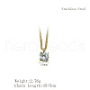Fashionable Stainless Steel Rhinestone Flat Round Pendant Necklaces for Women QF8885-1-2