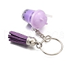 Faux Suede Tassel & Imitation Bubble Tea/Boba Milk Tea Resin Keychain KEYC-JKC01203-01-4