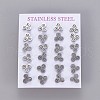 304 Stainless Steel Stud Earrings EJEW-F227-09P-3