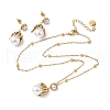 304 Stainless Steel Flower Pendant Necklaces & Stud Earrings for Women SJEW-B020-05G-4