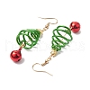 Aluminum Wire Wrapped Christmas Tree Dangle Earrings EJEW-JE05829-01-4