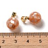 Natural Pink Shell Dyed Round Charms SSHEL-H071-01G-04-3