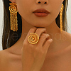 Vintage Alloy Hollowed Sea Shell Shaped Rings & Tassel Earrings Set for Women GH2970-4
