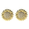 Brass Micro Pave Clear Cubic Zirconia Stud Earrings EJEW-G433-03G-4