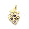 Brass Micro Pave Clear Cubic Zirconia Pendants KK-I695-073G-2