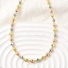 4MM Three-color Brass Textured Round Beaded Necklaces for Women NJEW-D314-12PG-1