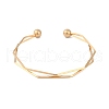 Ion Plating(IP) 304 Stainless Steel 2 Line Open Cuff Bangles for Women BJEW-S155-02G-2