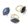 Horse Eye Natural Gemstone Cuff Rings RJEW-M076-04G-3