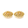 Flower Brass Micro Pave Clear Cubic Zirconia Bead Caps KK-V008-33G-2