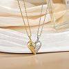 2Pcs Brass Micro Pave Clear Cubic Zirconia Magnetic Pendant Necklaces with 304 Stainless Steel Cable Chain WG04DA7-07-1