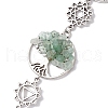 Flat Round with Tree of Life Natural & Synthetic Gemstone Chips Pendant Decorations HJEW-JM02335-4