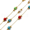 Handmade 304 Stainless Steel & Synthetic Turquoise Beaded Chains CHS-L031-04G-1