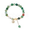 Natural Striped Agate Round Beaded Bracelets BJEW-JB11924-01-2