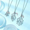 3Pcs 3 Styles 304 Stainless Steel Empty Macrame Pouch Star Moon Pendant Cable Chain Necklace Making NJEW-JN05281-2