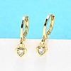 Brass Micro Pave Clear Cubic Zirconia Hoop Earrings EJEW-H157-09G-1