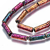 Electroplated Natural Lava Rock Beads Strands G-T114-76-4