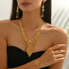 Alloy Hollow Flower Bracelets & Earrings & Necklaces & Rings Sets for Women IK7377-2
