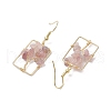 Natural Rose Quartz Chips Tree Dangle Earrings EJEW-JE05734-03-4