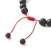 Natural Morganite & Rose Quartz & Lava Rock Braided Bead Bracelets Set for Girl Women BJEW-JB06972-02-10