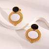 Elegant Stainless Steel White Shell Oval Stud Earrings for Women XO8375-3-2