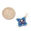 Dyed Natural Lapis Lazuli & Glass Seed Beaded Star Pendants PALLOY-MZ00692-03-2
