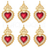 Beebeecraft 6Pcs Brass Micro Pave Clear Grade AAA Cubic Zirconia Pendants KK-BBC0015-32B-1