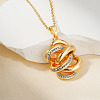 Geometric Brass Pave Clear Cubic Zirconia Hollow Pendant Necklaces for Valentine's Day SO4110-2-2