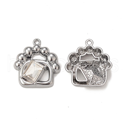 Rack Plating Alloy Glass Pendants PALLOY-P291-15B-01-1