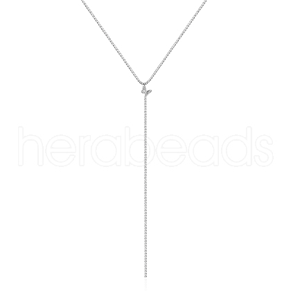 European Style Stainless Steel Butterfly Ppendant Y Necklaces for Women FH1206-1-1
