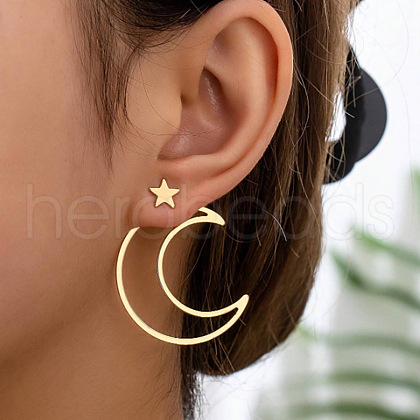Star with Moon Alloy Stud Earrings FS-WGC80EF-01-1