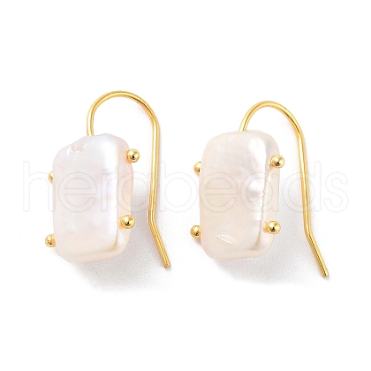 Mother's Day Jewellery Rectangle Natural Pearl Dangle Earrings for Women EJEW-E303-09G-1