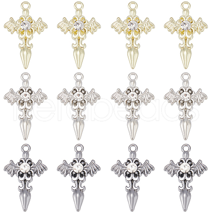 SOFPLATE 24Pcs 3 Colors Alloy with Rhinestone Pendants FIND-SP0001-91-1