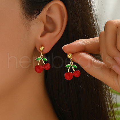 Brass Enamel Dangle Stud Earrings XF3757-4-1