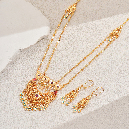 Bohemian Style Boho Chic Alloy Rhinestone Earrings & Necklaces Set for Women's Party Wear KR5050-1