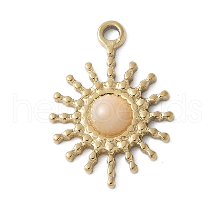 304 Stainless Steel with Natural White Shell Pendants STAS-G353-03G-09-1
